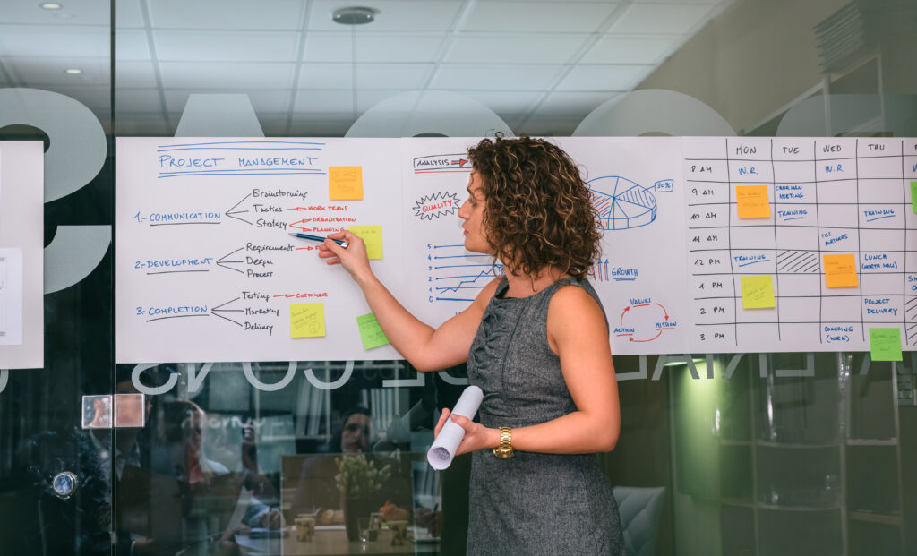 Woman showing project management